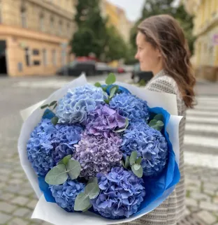 Mix hortenzií a eukalyptu